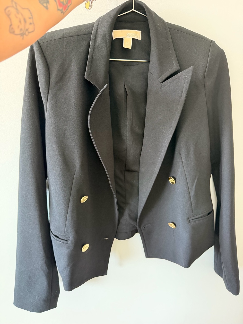 Michael Kors Tailored Double-Breasted Navy Women's Blazer - Picture 2 of 7